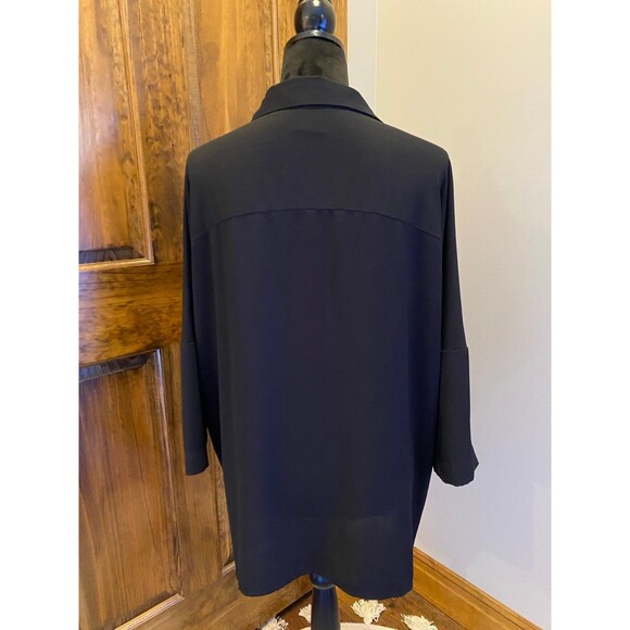 Bobeau Womens Black Sheer Button Down Blouse Size Medium Dressy Work Casual - Picture 5 of 10